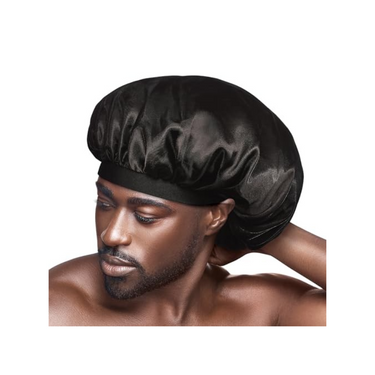 Red by Kiss Men’s Silky Satin Hair Bonnet HD212 BLACK - ANNS BEAUTY SUPPLY